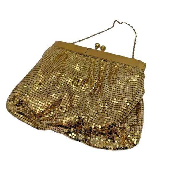 Vtg Gold Mesh Purse Evening Bag Duramesh 50s Hollywood Regency Art Deco USA - Picture 3 of 16